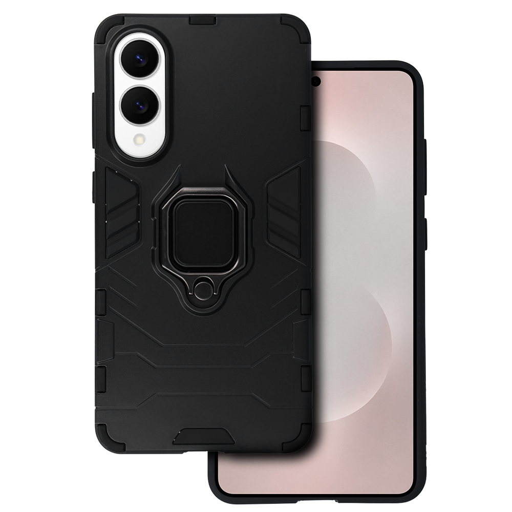 Gredzena bruņots apvalks Samsung Galaxy S25 Edge melns