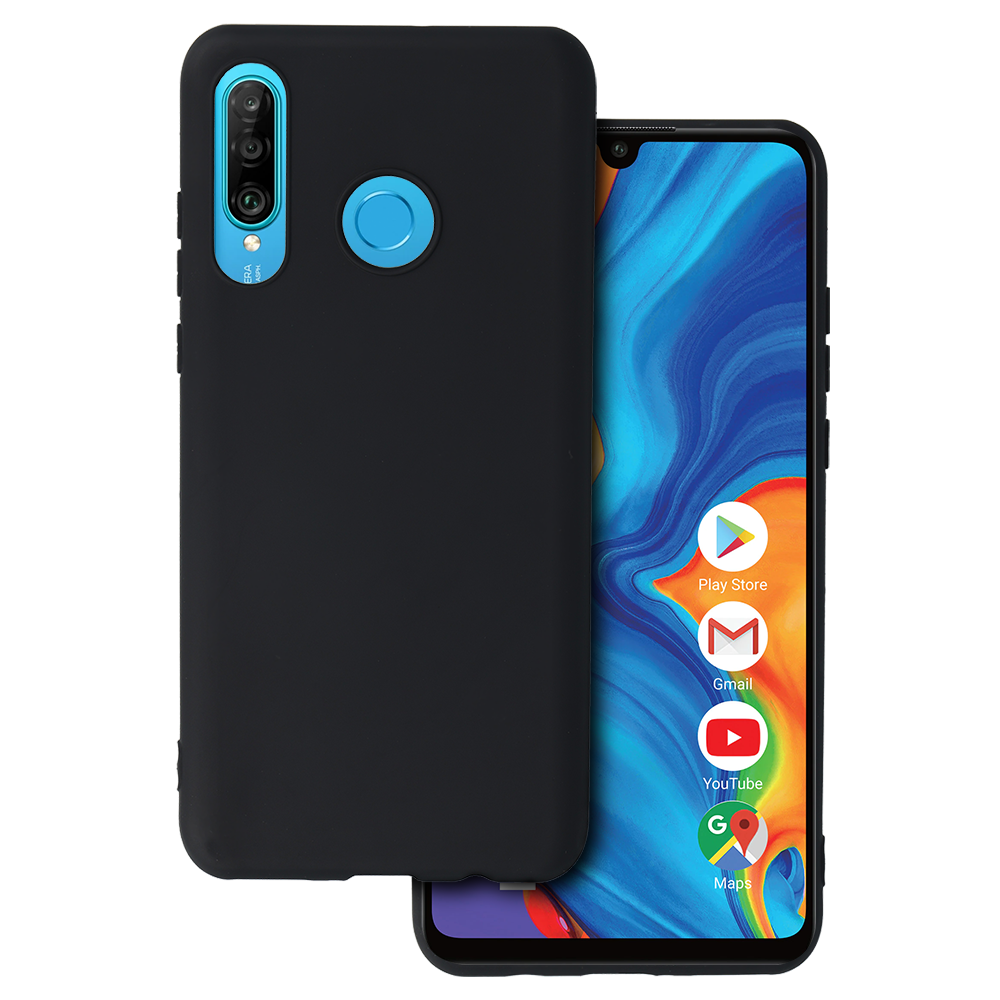 Matēts aizmugurējais viedtālruņa apvalks HUAWEI P30 LITE melns