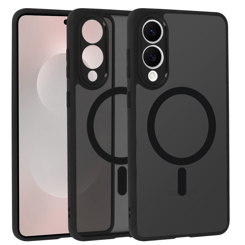 Pilnīgs matēts Mag vāks viedtālrunim Samsung Galaxy S25 Edge - melns