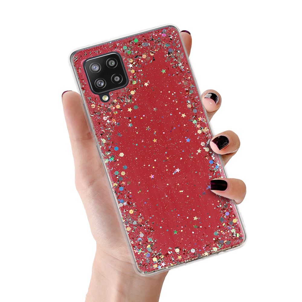 Brilliant caurspīdīgs viedtālruņa apvalks Samsung Galaxy A42 5G sarkans