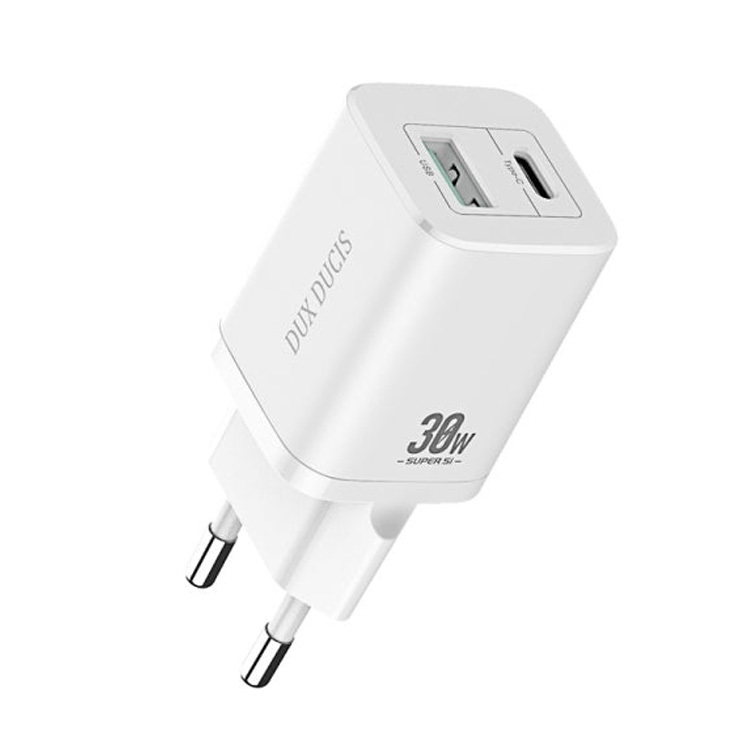 Sienas lādētājs Dux Ducis C80 Super Si - USB + Type C - PD 30W QC 3.0 18W 3A balts