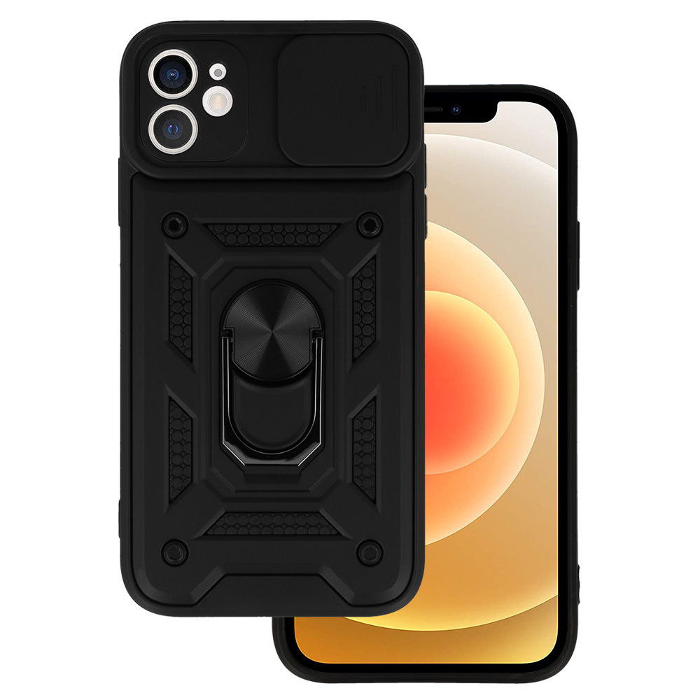 Slide Camera Armor viedtālruņa apvalks Iphone 12 melns