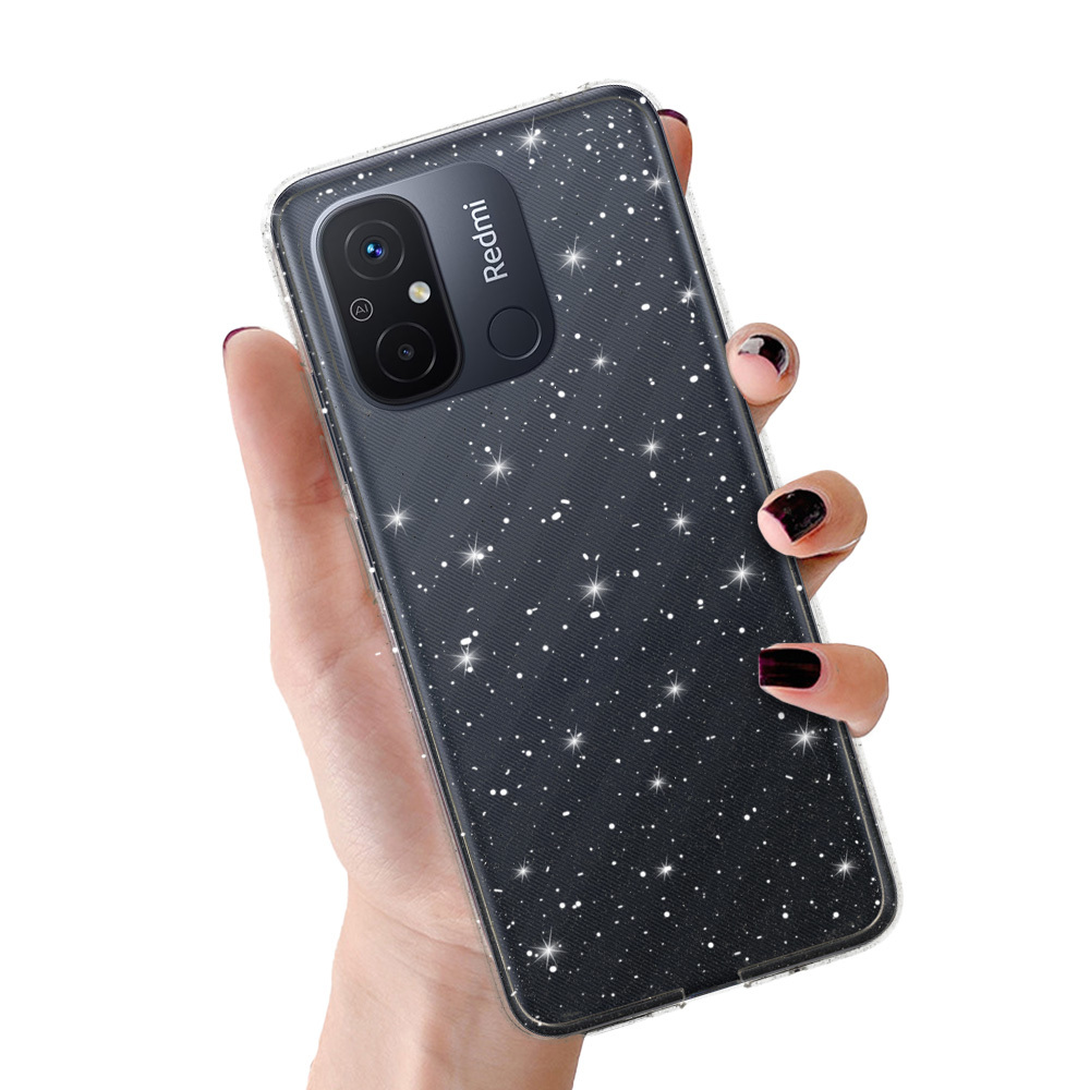 Crystal Glitter viedtālruņa apvalks Xiaomi Redmi 12C/11A sudrabains