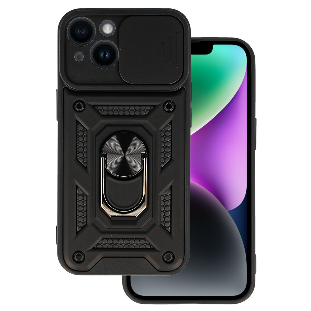 iPhone 15 Plus viedtālruņa apvalks Slide Camera Armor melns