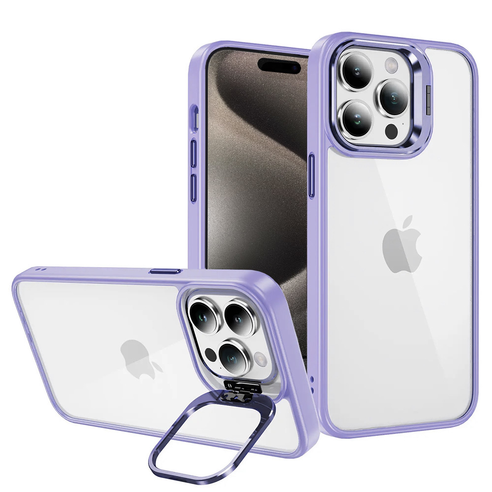 Viedtālruņa apvalks Tel Protect Kickstand ar kameru stiklu (objektīvu) Iphone 13 Pro gaiši violets
