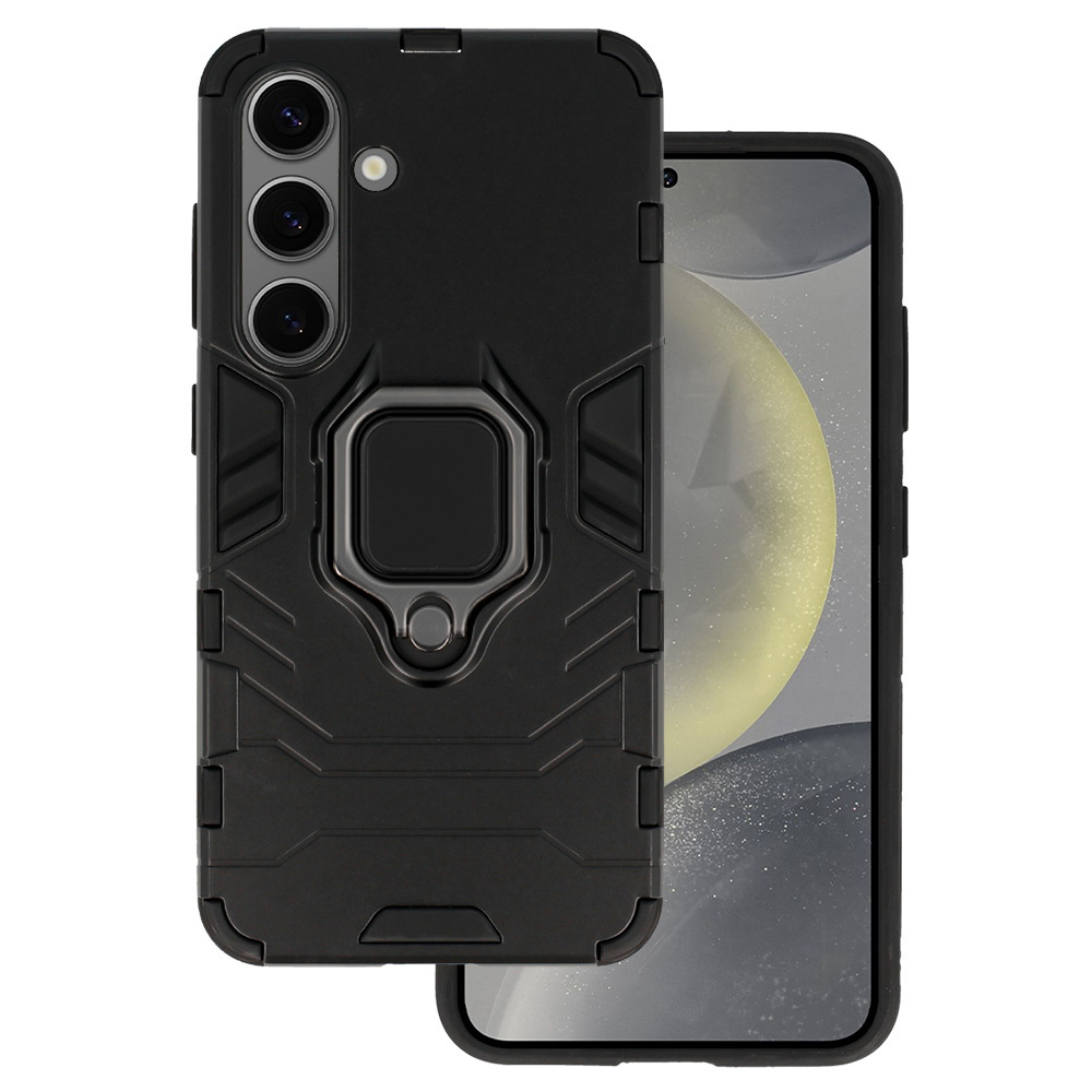 Gredzena bruņu viedtālruņa apvalks Samsung Galaxy S24 Plus melns