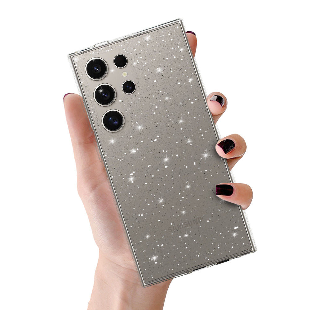 Kristāla mirdzošs viedtālruņa apvalks Samsung Galaxy S24 Ultra sudraba