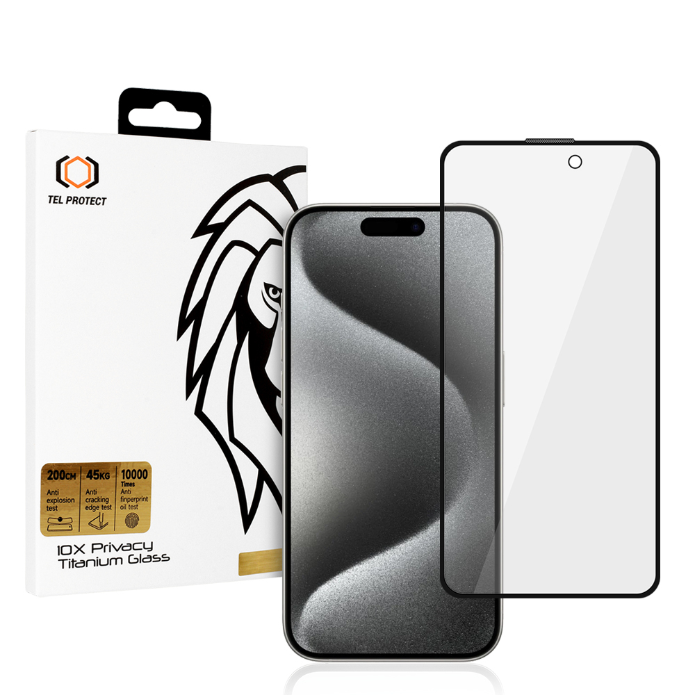 Aizsargstikls Tel Protect 10X Privacy Titanium iPhone 15 Pro