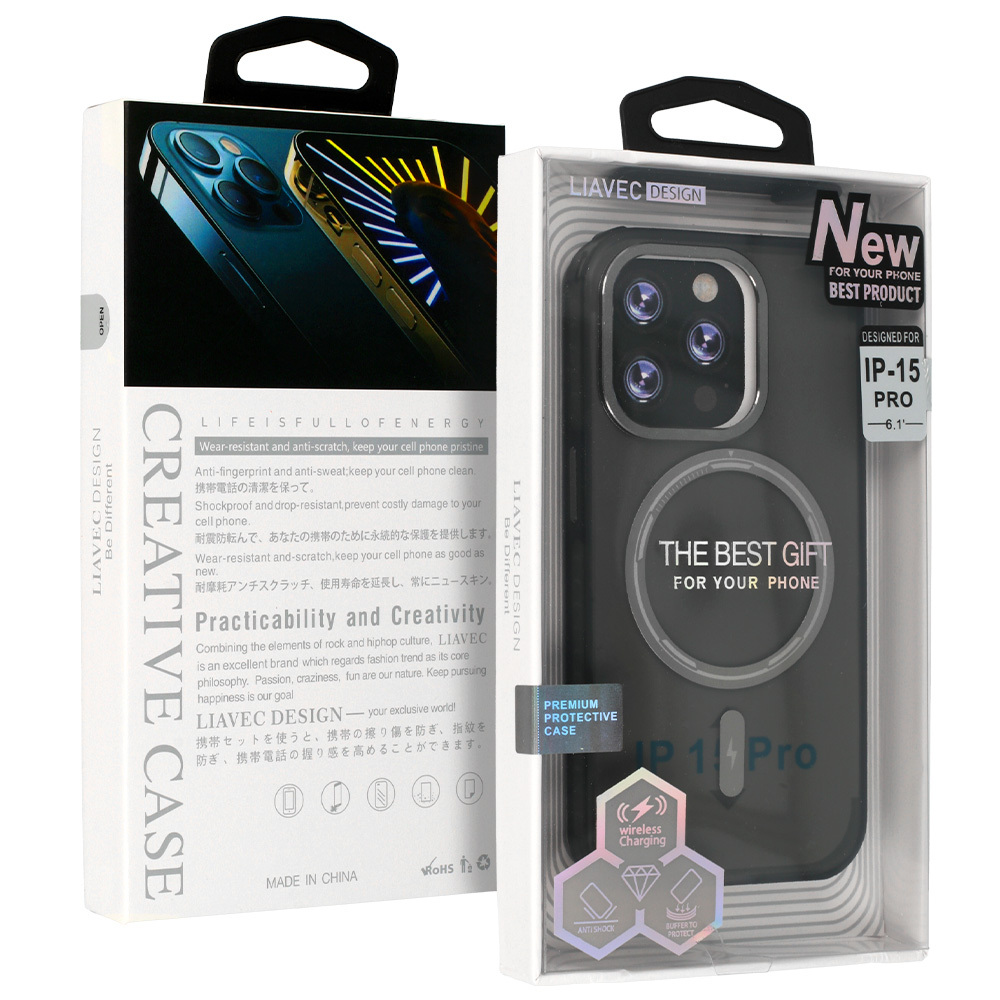 Smooth Feeling Magsafe Viedtālruņa apvalks Iphone 15 Plus melns