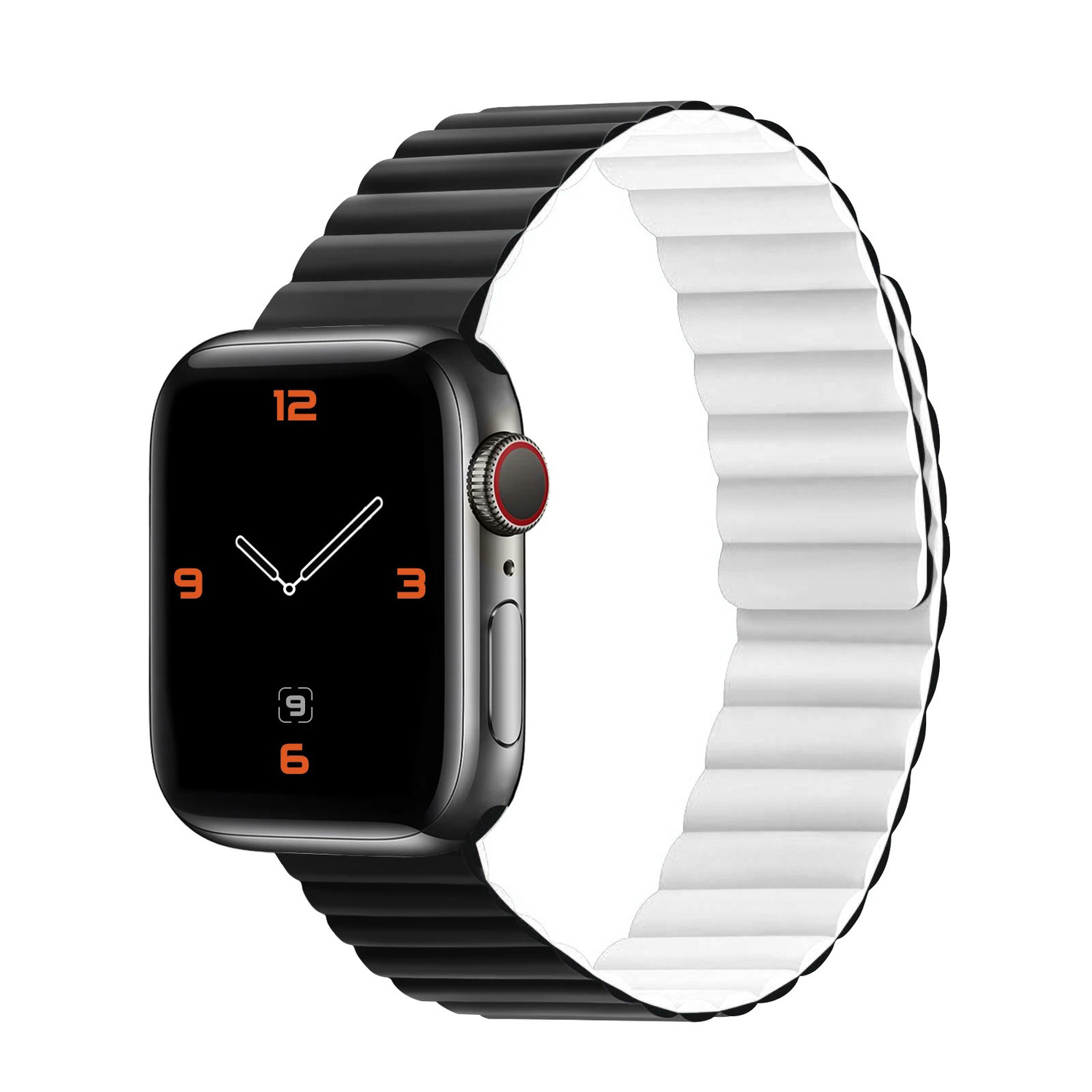 Silikona magnētiskais cilpa Apple Watch 38/40/41 divpusējs dizains 2 balts-melns