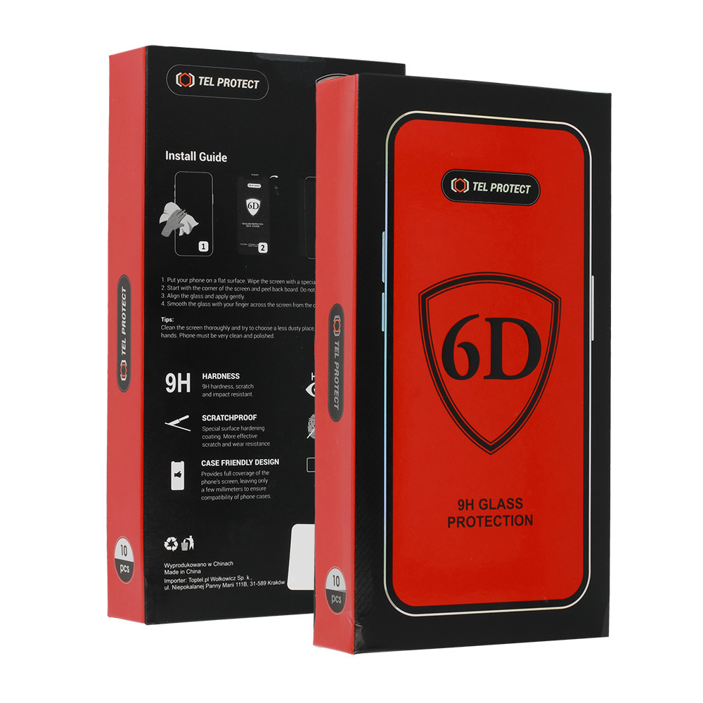 Tel Protect Full Glue 6D Aizsargstikls skirtas SAMSUNG GALAXY A35 5G/A55 5G melns - 10 komplekti