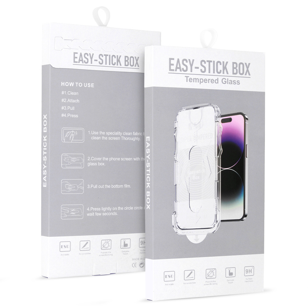 Aizsargstikls pilno līmes Easy-Stick Box paredzēts IPHONE 16 melns
