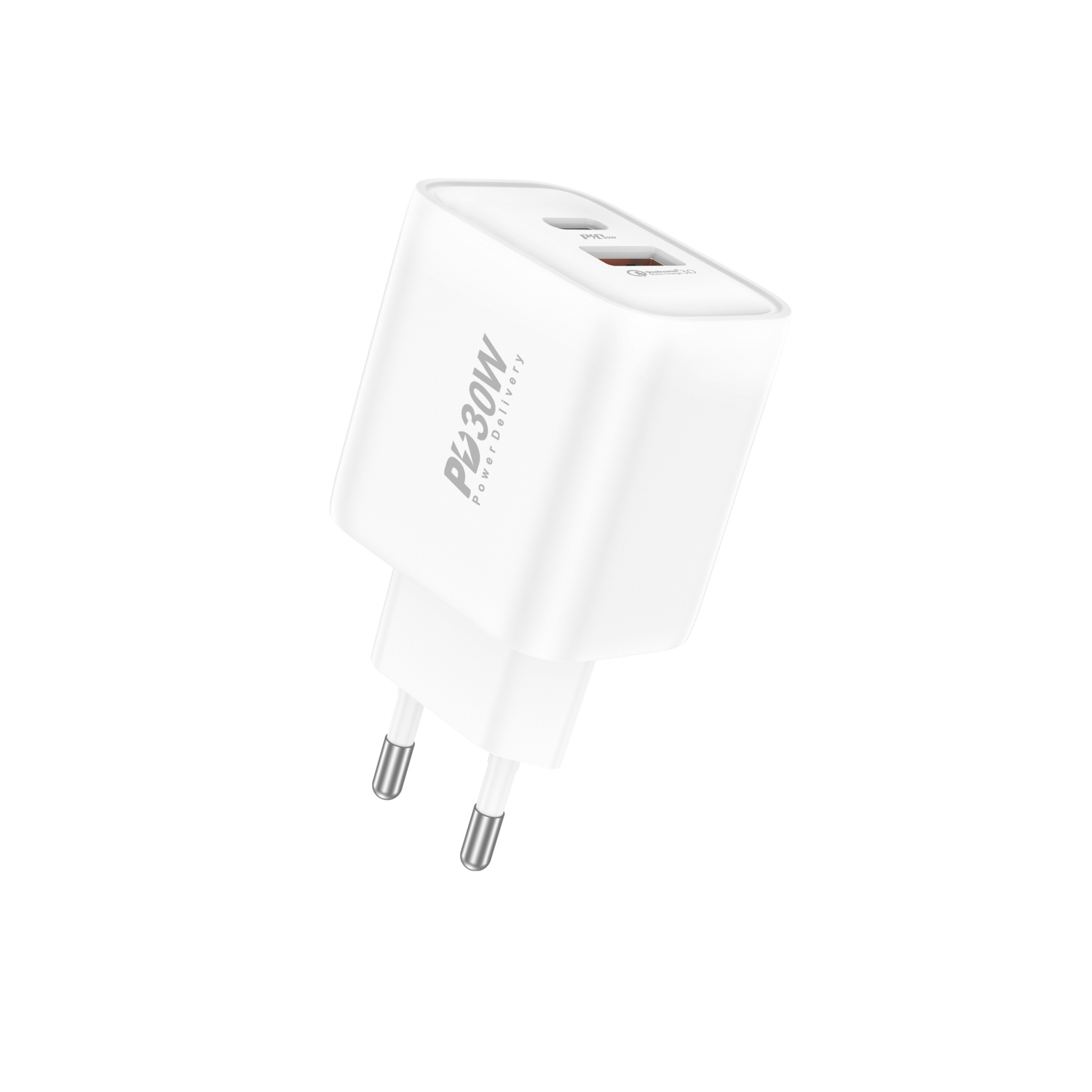 Foneng Sienas lādētājs EU52 - USB + Type C - QC 3.0 PD 30W balts