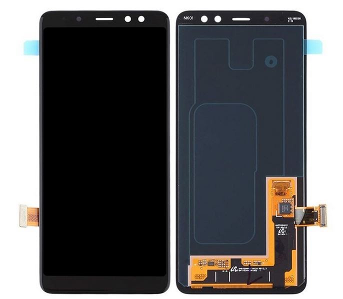 LCD ekrāns Samsung A530 A8 2018 ar skārienekrānu melns OLED