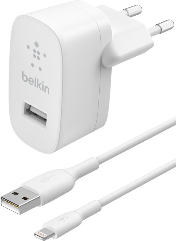Lādētājs Belkin Boost Charge 12W USB-A + USB-A uz Lightning kabelis 1,0 m, balts