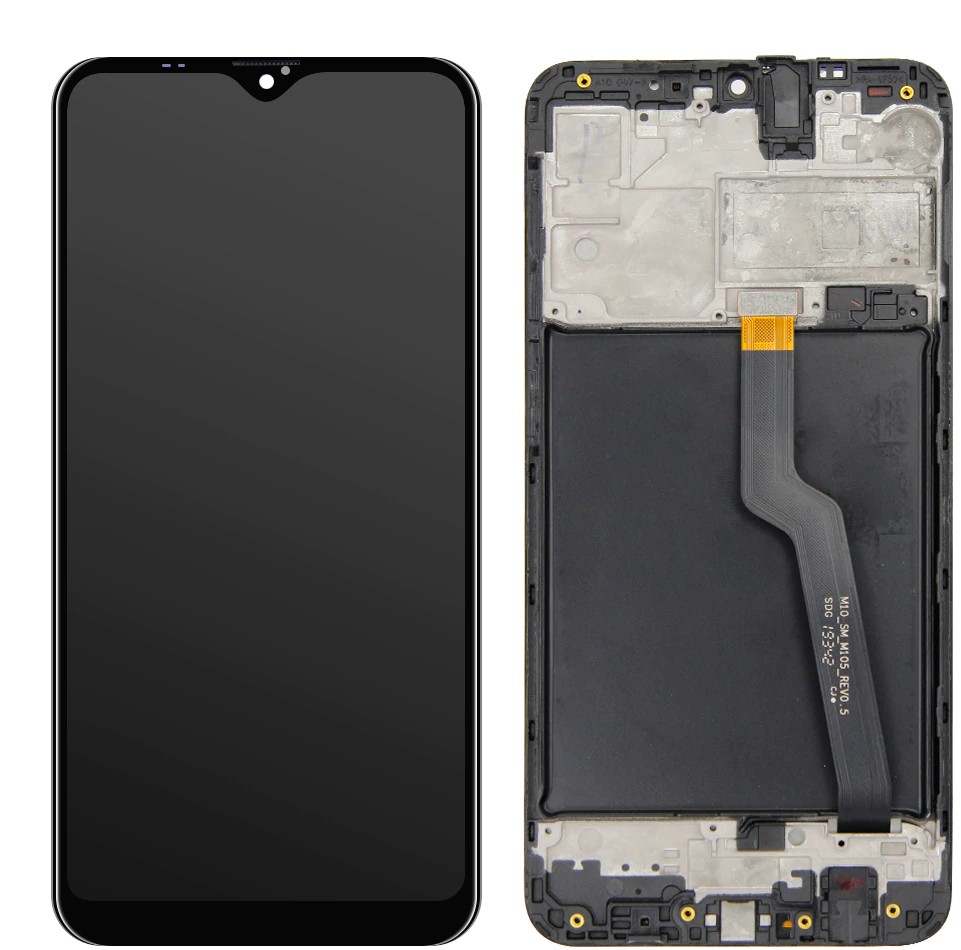 LCD ekrāns Samsung A105 A10 ar skārienekrānu un rāmi Melns ORG