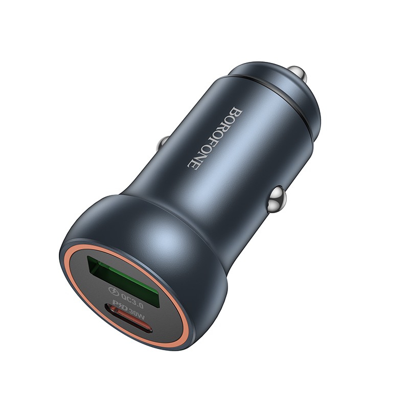Auto lādētājs Borofone BZ32A USB-C/USB-A 30W pelēks