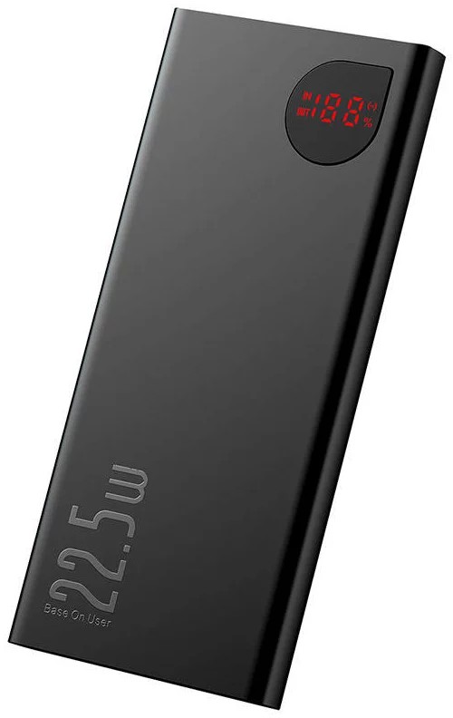 Powerbank Baseus Adaman Metal, 10000mAh, 2xUSB, USB-C, Lightning, MicroUSB 22.5W (melns)