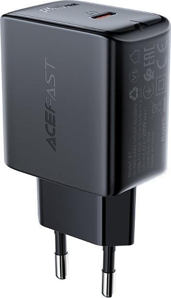Acefast ātrās uzlādes USB Type C 20W Power Delivery lādētājs melns (A1 EU black)