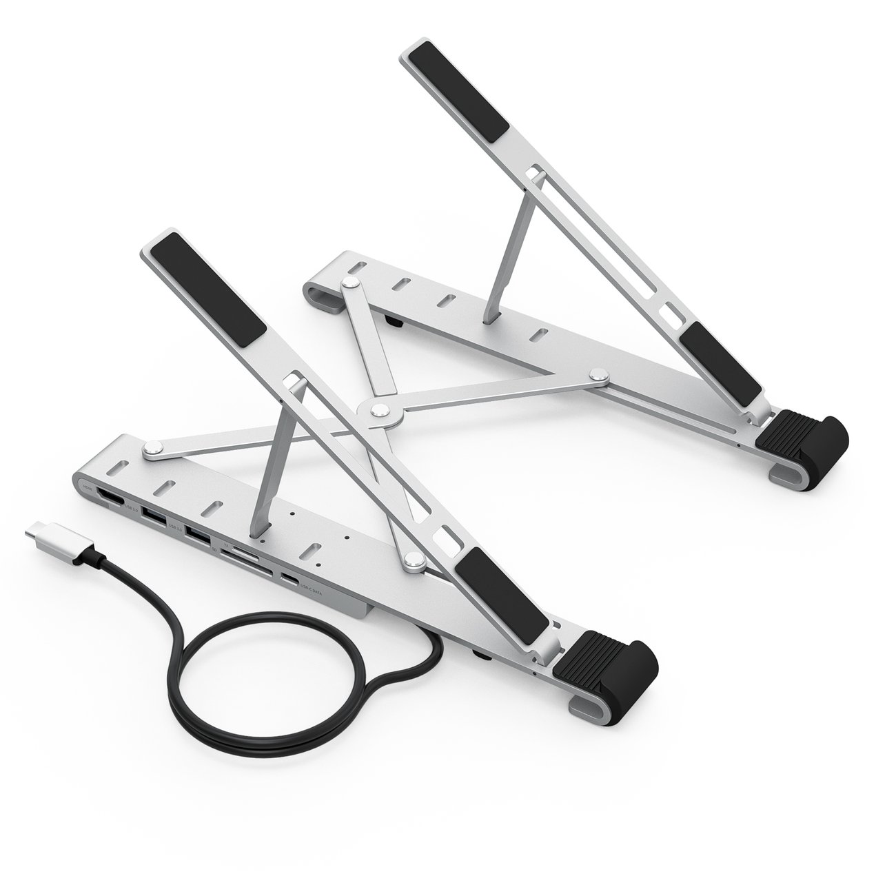 Choetech statīvs daudzfunkcionāla stacija klēpjdatoram PD / USB-C HDMI (4K / 30Hz) / 2xUSB-A / 1xUSB-C / 1xSD / 1xTF melns (HUB-M43)