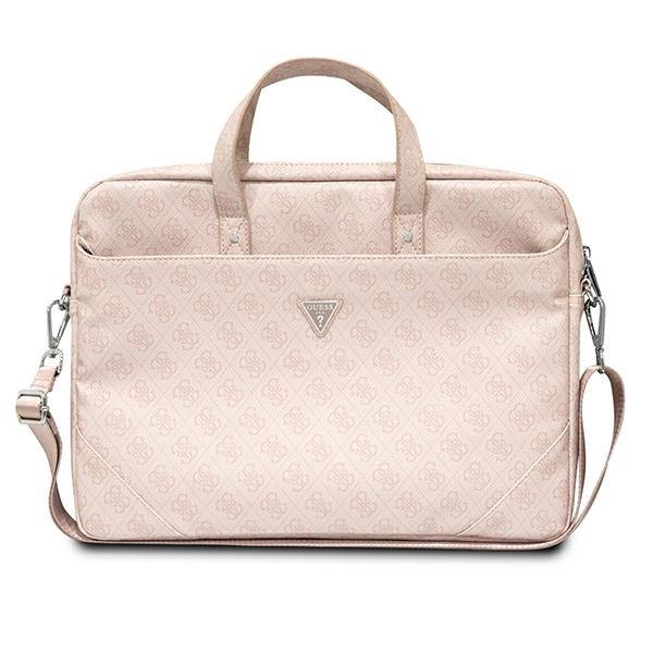 Guess Saffiano 4G Triangle Logo soma 16'' klēpjdatoram - rozā