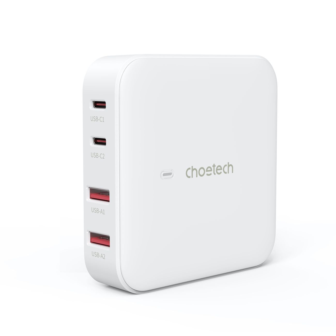 Choetech PD8008 100W GaN ātrās uzlādes lādētājs 2x USB-A / 2x USB-C - balts