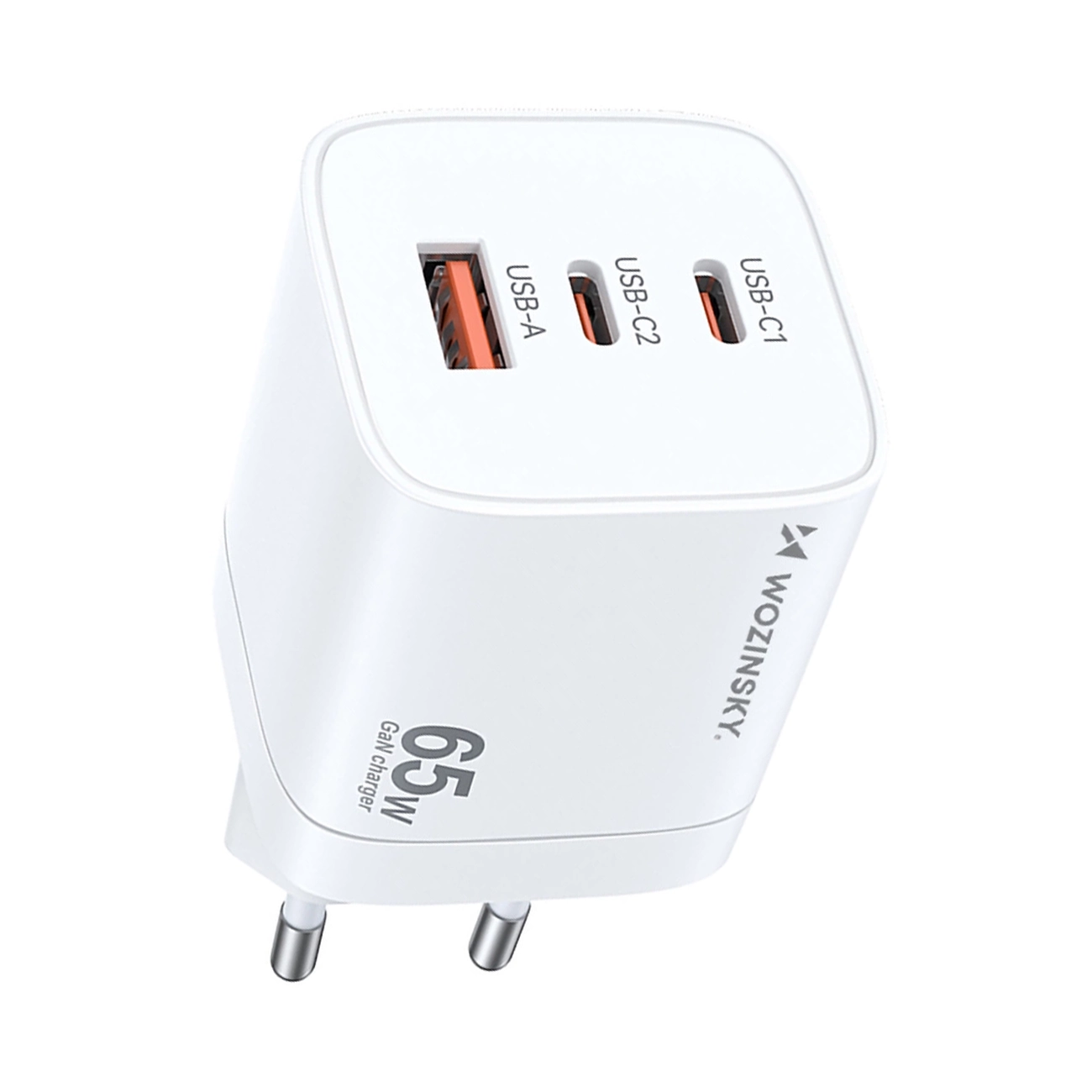 Wozinsky CGWCW 65W GaN sienas lādētājs USB-A / 2 x USB-C - balts