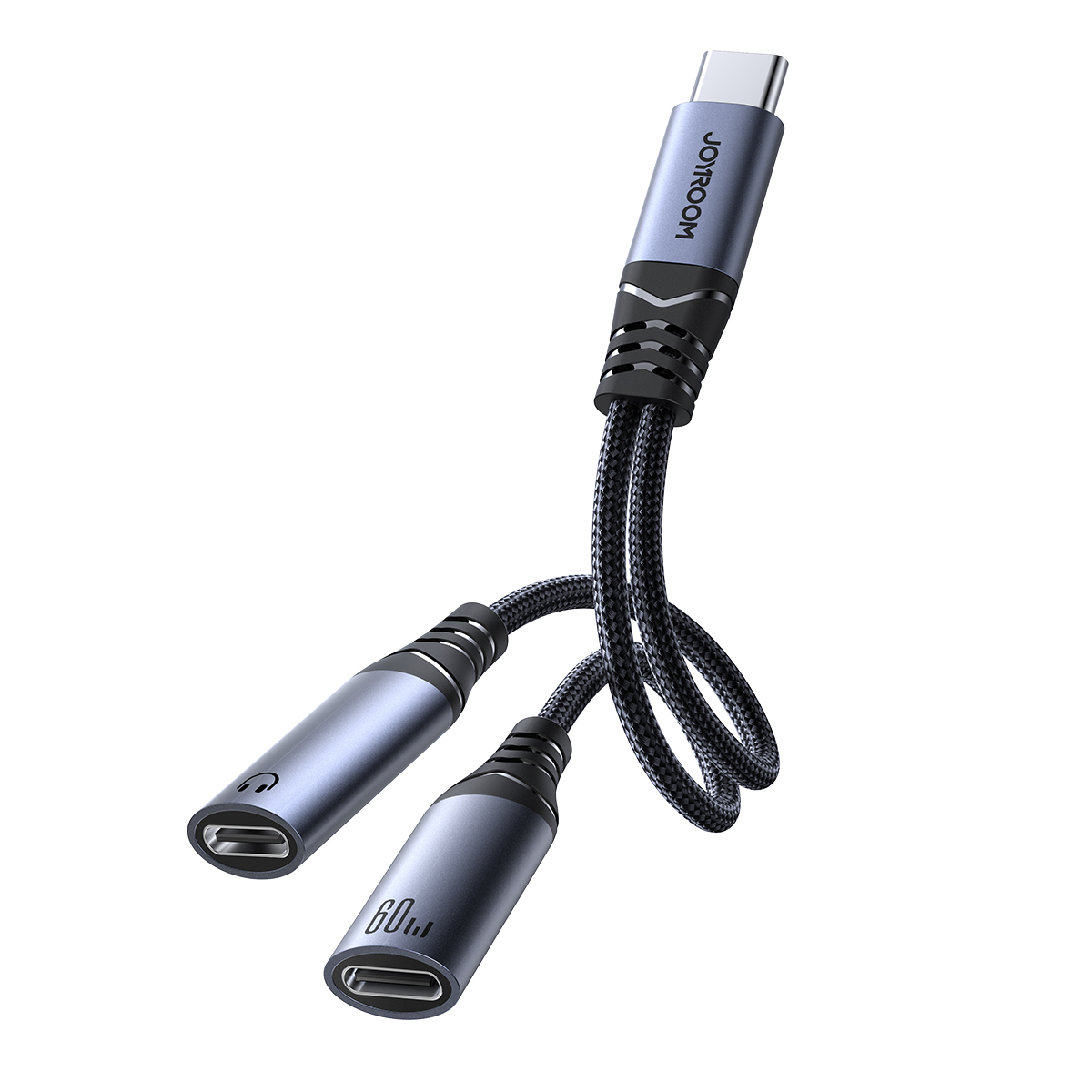 Joyroom SY-C03 USB-C uz 2x USB-C 2-in-1 DAC adapteris - melns