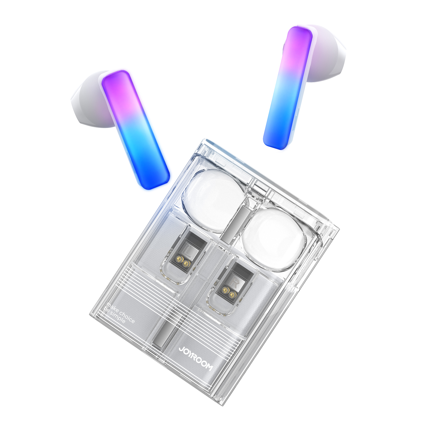 TWS Joyroom JR-TC1 IceLens Series bezvadu austiņas ar LED gaismām - baltas