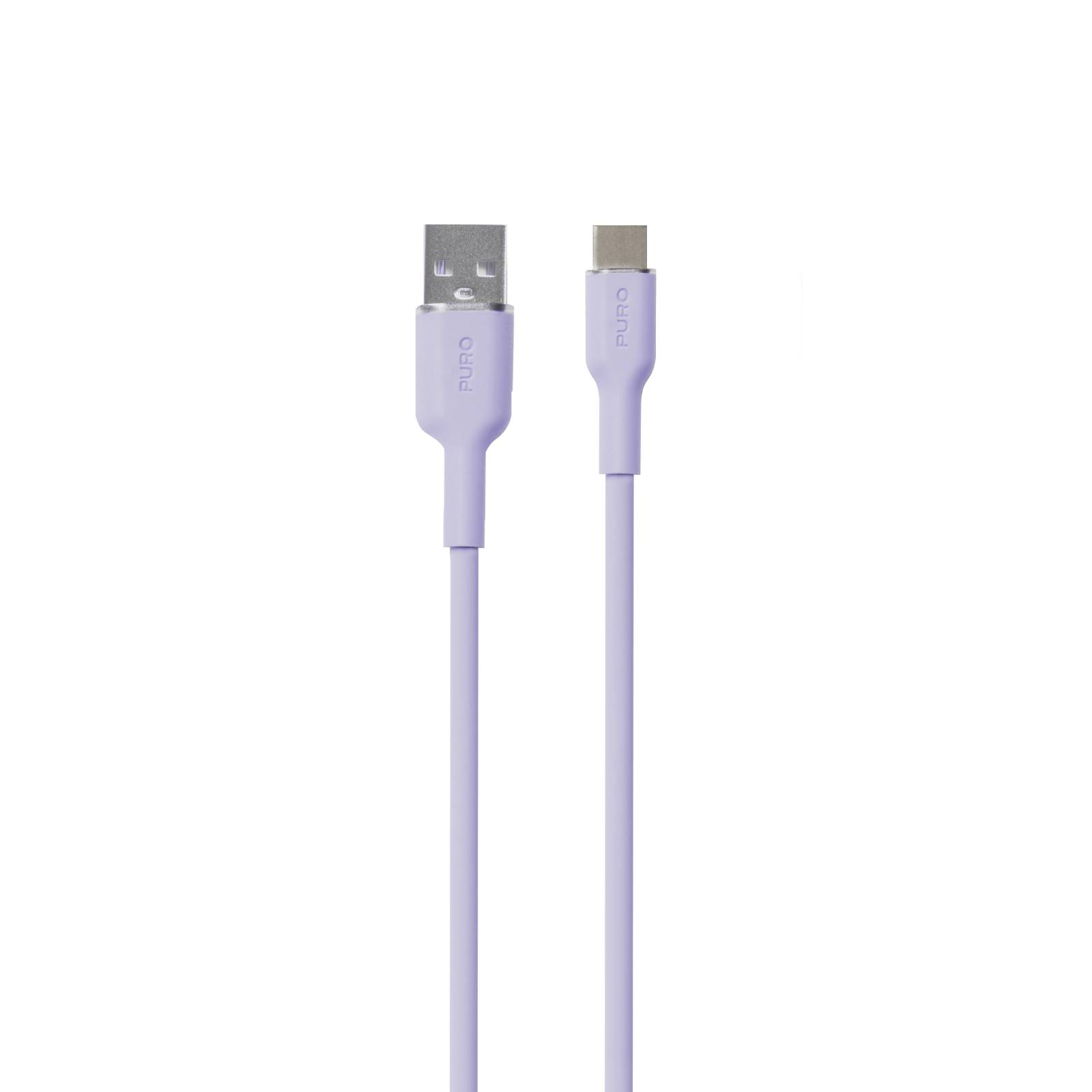 Puro Soft USB-A - USB-C kabelis 1.5m - violets