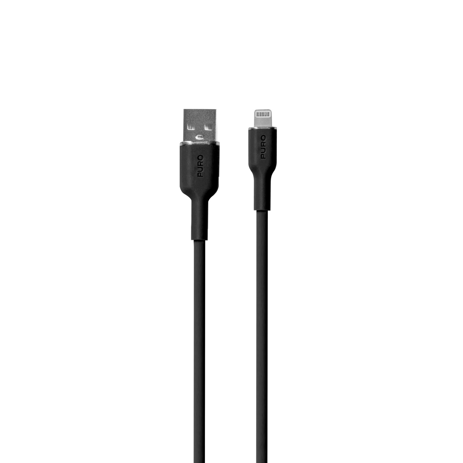 Puro Soft USB-A - Lightning silikona kabelis 1.5m - melns