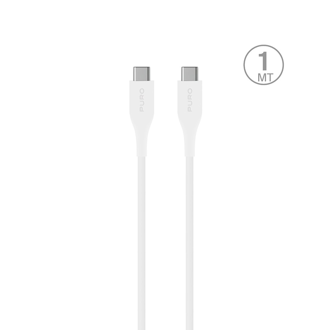 Puro Plain USB-C - USB-C 2A 1m kabelis - balts