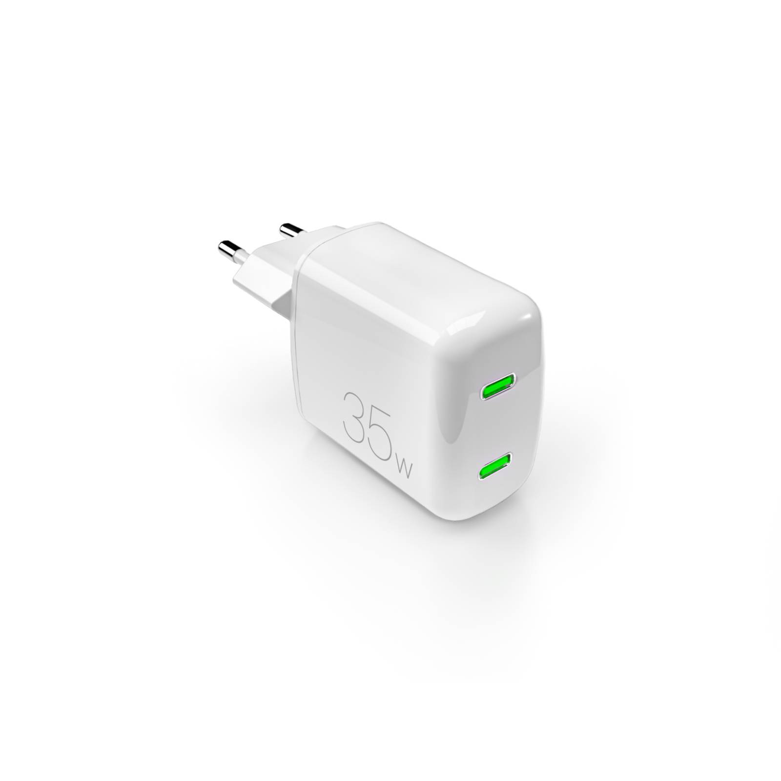 Puro MiniPro 35W GaN 2xUSB-C sienas lādētājs - balts
