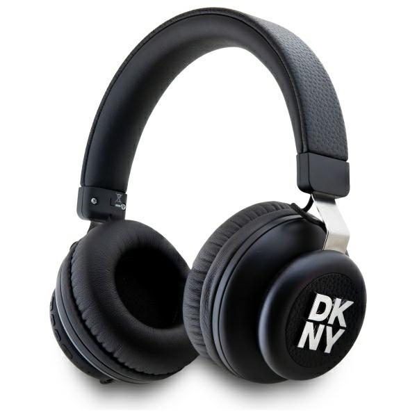 DKNY metāla logotips Bluetooth aptverošās austiņas - melnas