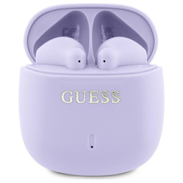 Guess Bluetooth austiņas GUTWSJ14ESGU TWS + dokstacija violetas/violetas drukāts klasiskais logotips