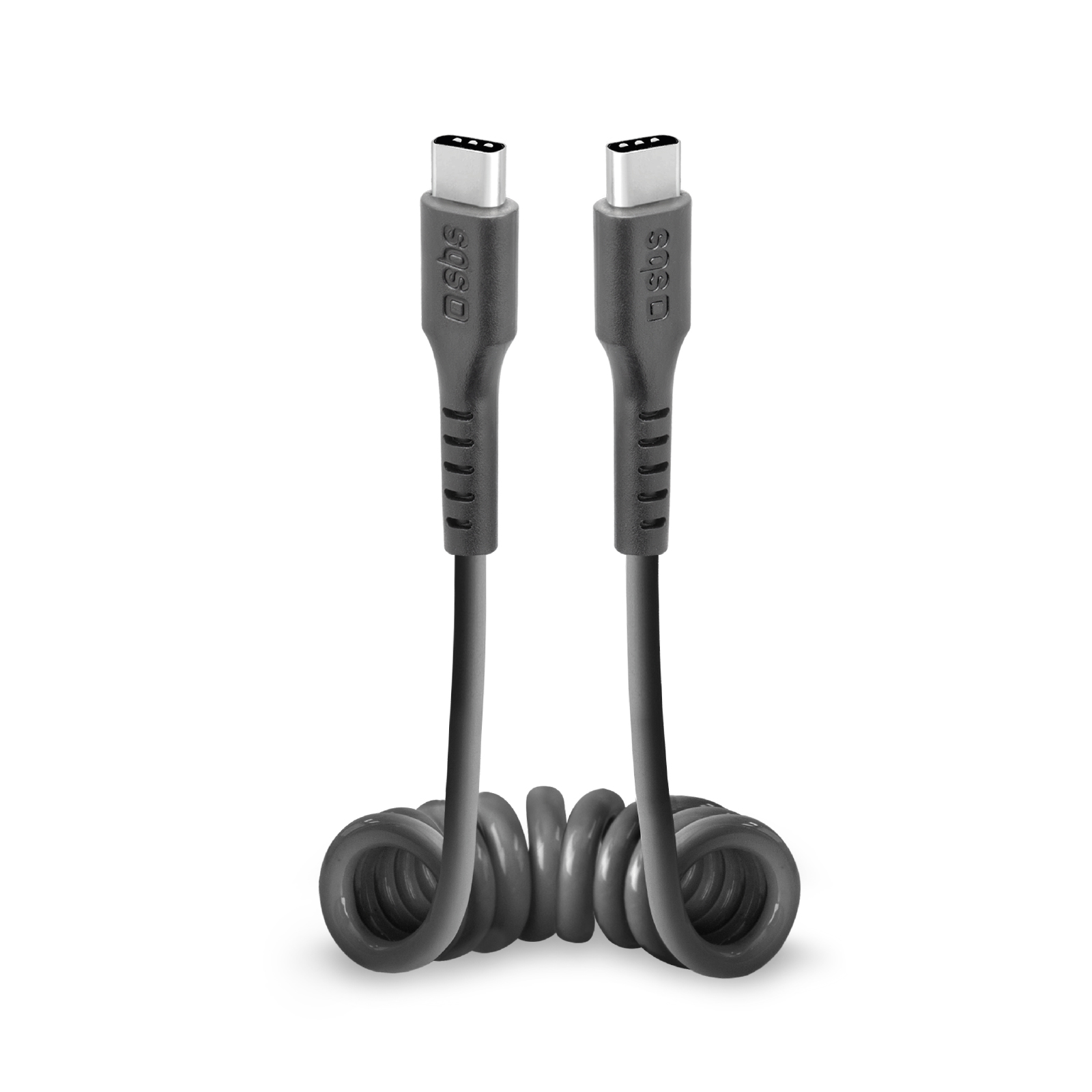 SBS TECABLETYPCCSK USB-C spirāles kabelis - USB-C 0,5 m - melns