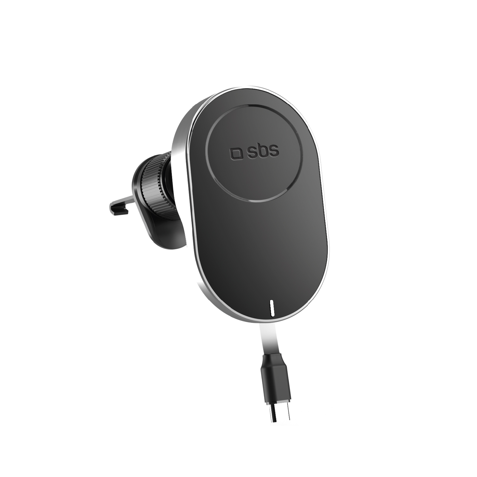 SBS TESUPP15WRETRACABL bezvadu lādētājs – viedtālruņa turētājs ar izbīdāmu kabeli, saderīgs ar MagSafe – melns