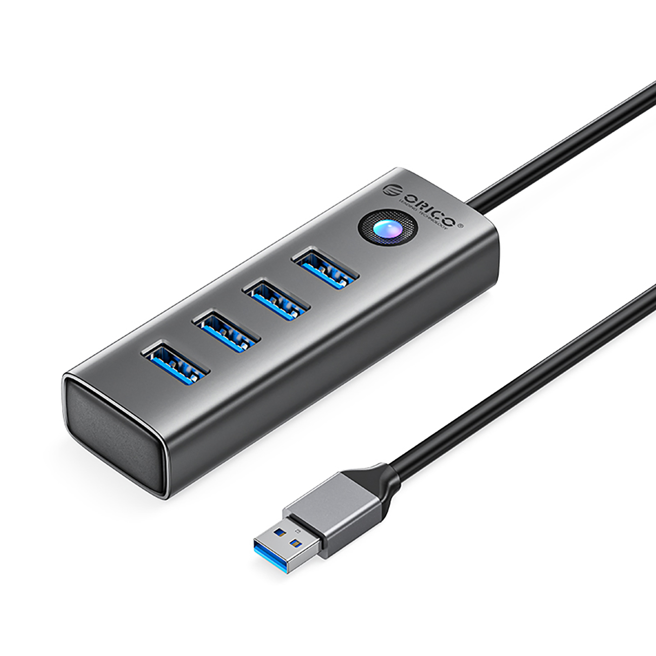 Hub Orico PDD4U-U3 4x USB-A 3.0 - pelēks