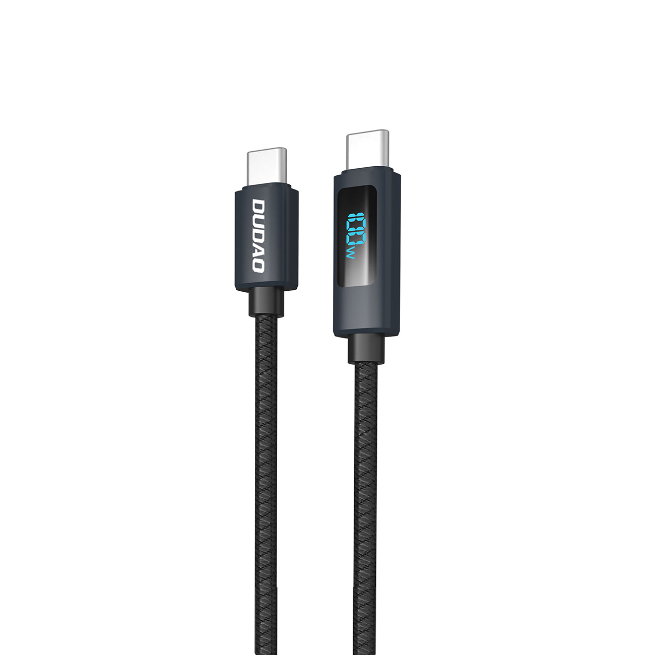 Dudao L7C USB-C - USB-C 100W kabelis ar LED ekrānu 1m - melns