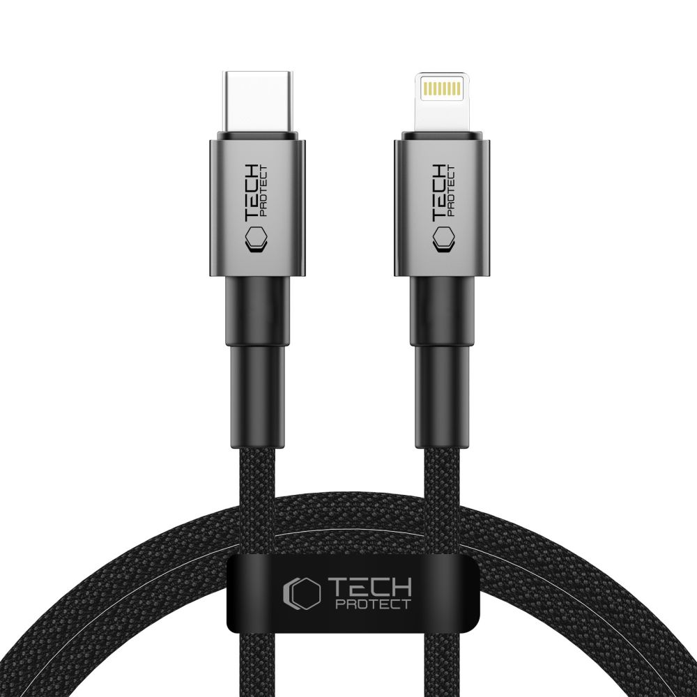 Tech-Protect UltraBoost DNA USB-C / Lightning PD27W/3A kabelis 100 cm - pelēks