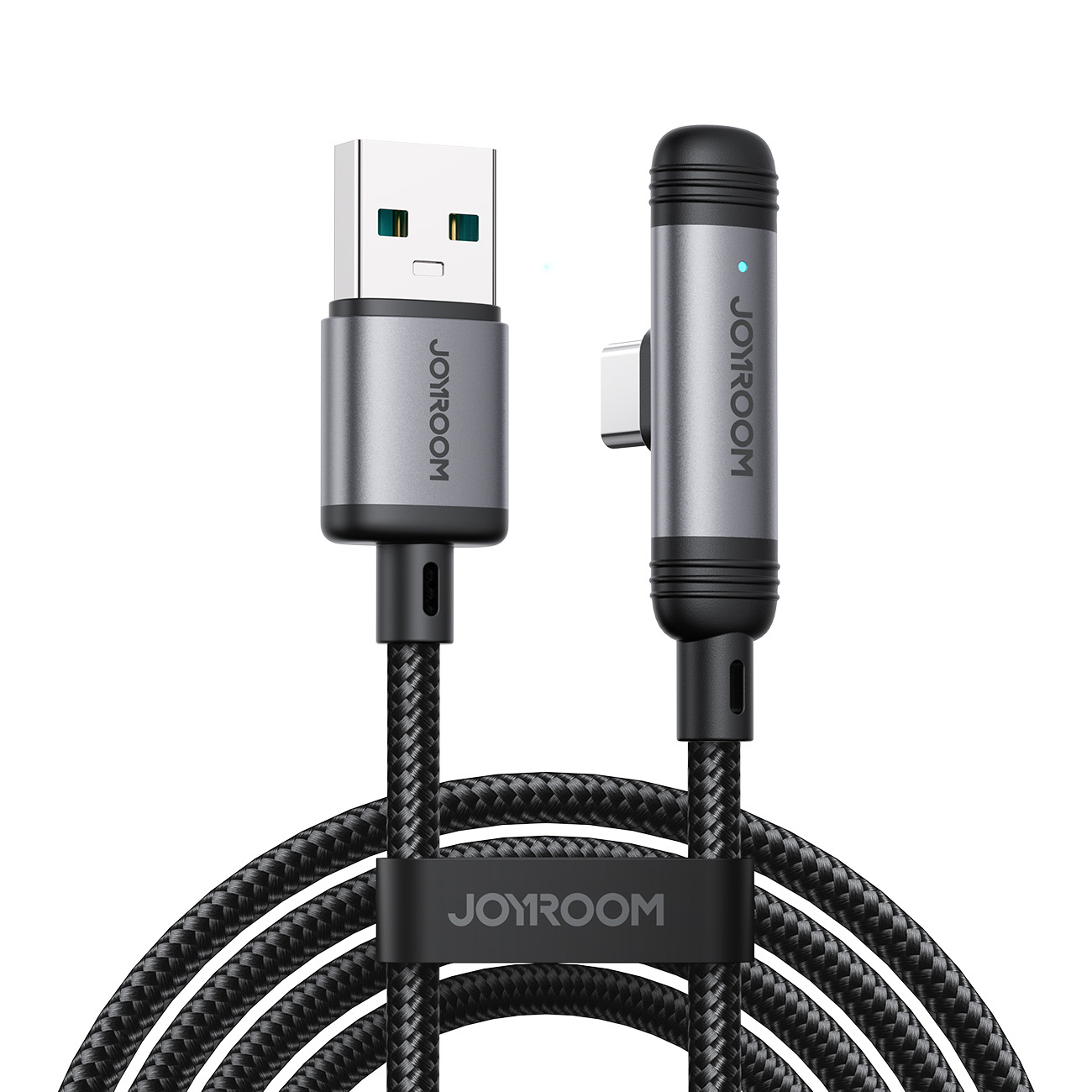 Joyroom S-A56 EnjoyX sērijas 90° USB-A - USB-C 3A kabelis 1.2m - melns
