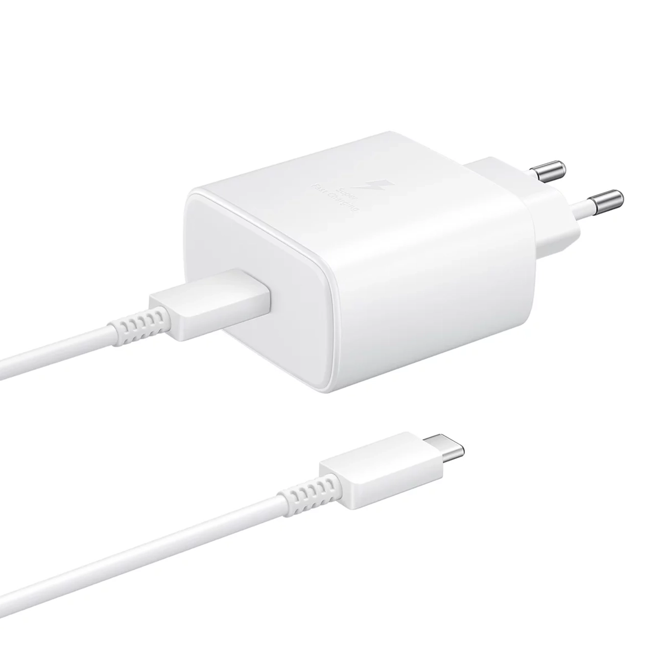 Samsung EP-TA845EWE 45W sienas lādētājs ar USB-C kabeli Samsung EP-DW767JWE 45W 1.8m (OOB Bulk - aizstājēja iepakojums) - balts