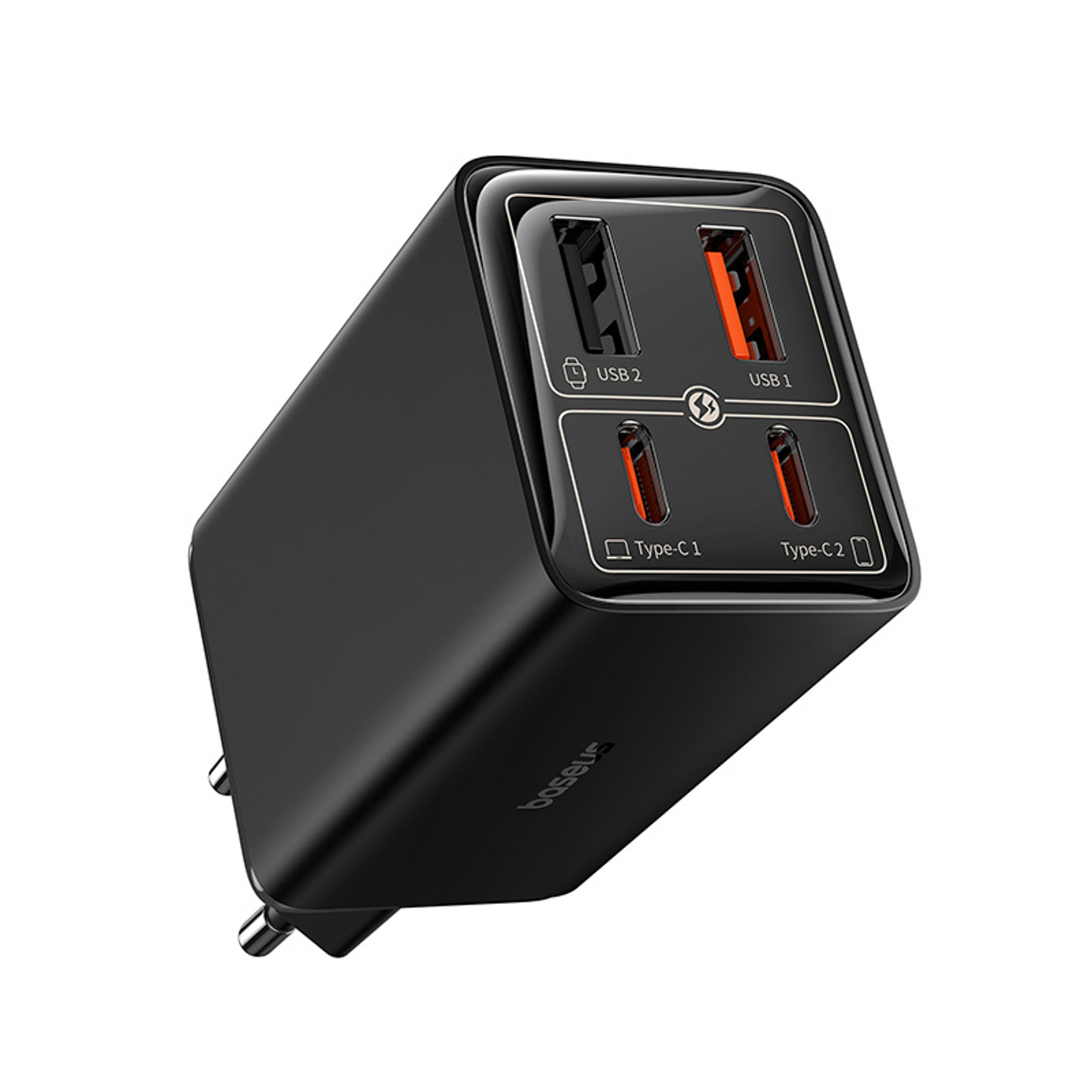 Baseus GaN6 Pro lādētājs 65W 2 x USB-C 2 x USB-A ar melnu USB-C kabeli 100W 1m - melns