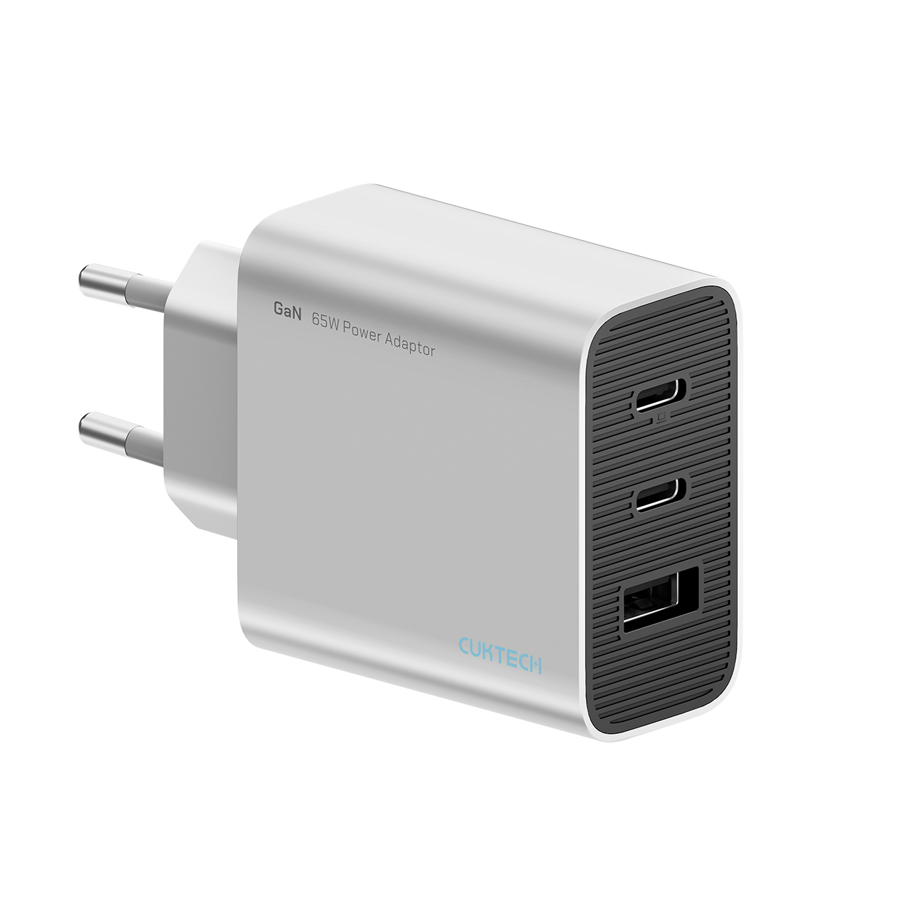 Cuktech 65W GaN sienas lādētājs 2xUSB-C 1xUSB-A pelēks