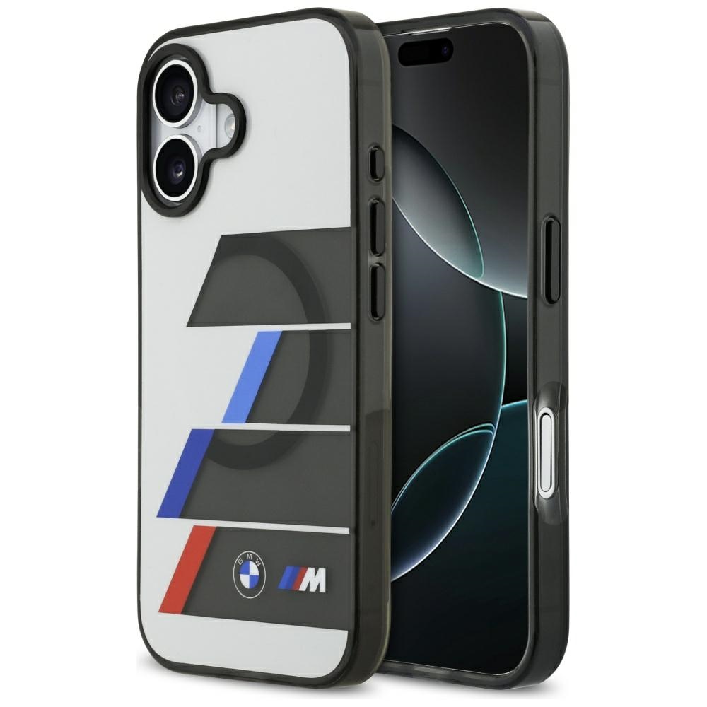 BMW M IML Metāla pogas Tricolor Lines MagSafe futrālis iPhone 17 - Pelēks