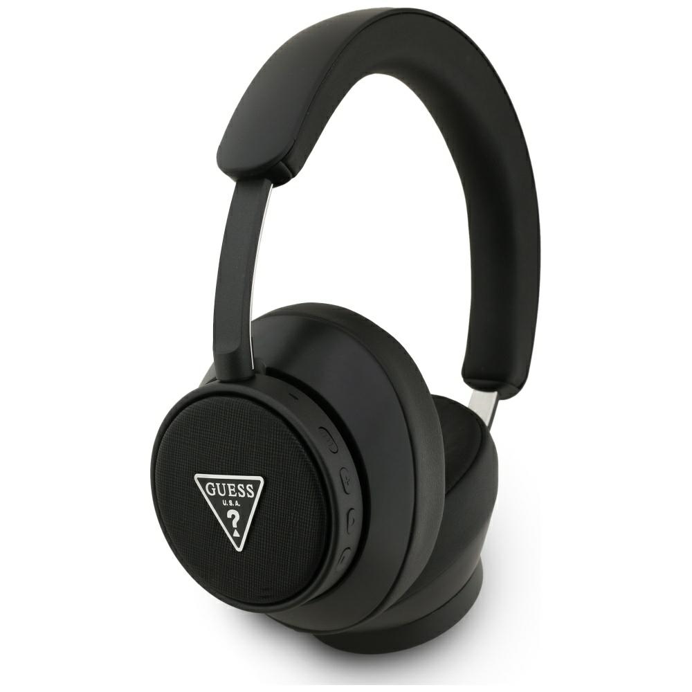 Guess Bluetooth ENC Saffiano Triangle Logo austiņas uz ausīm - melnas