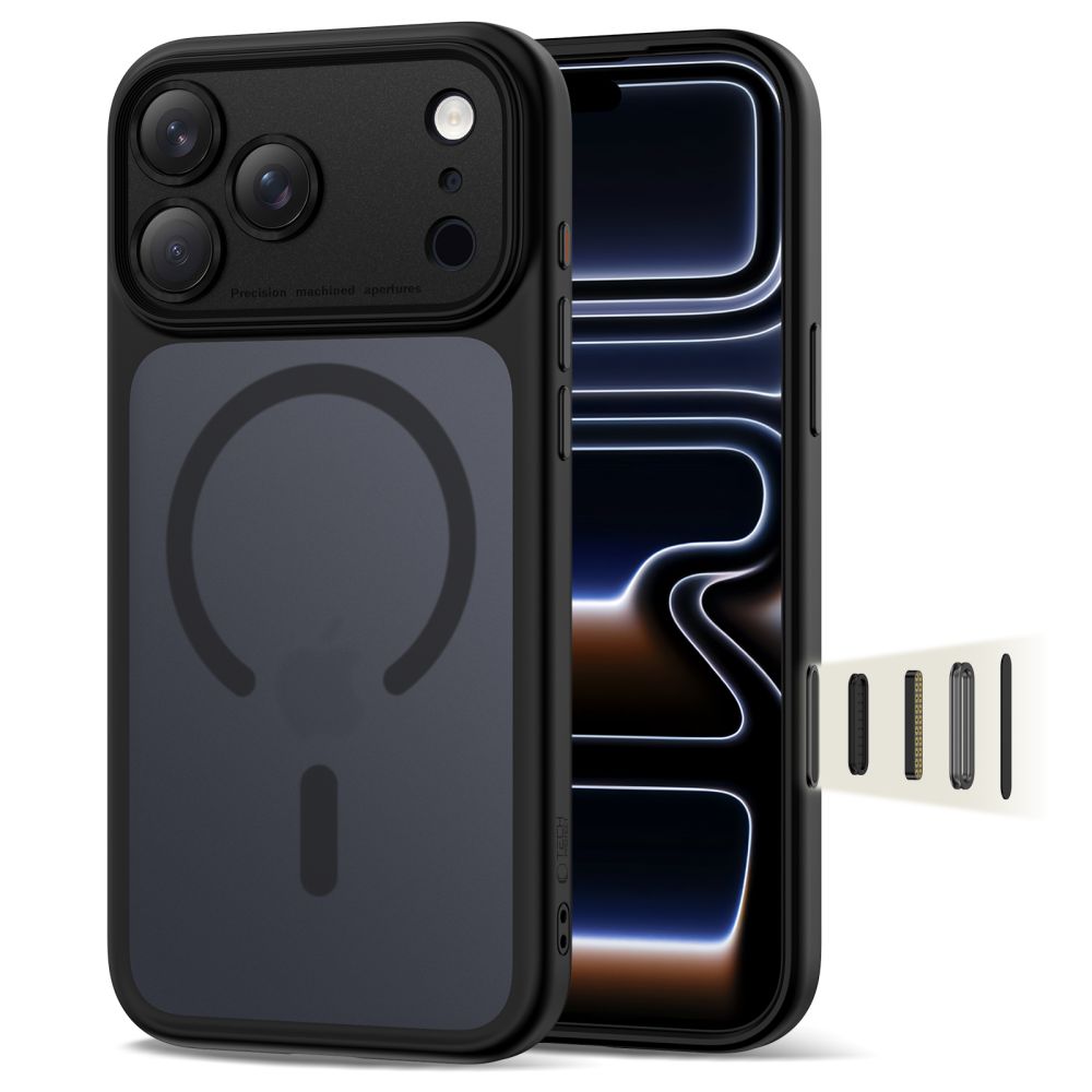 Tech-Protect Magpeak MagSafe CC viedtālruņa apvalks iPhone 17 Pro Max - matēti melns