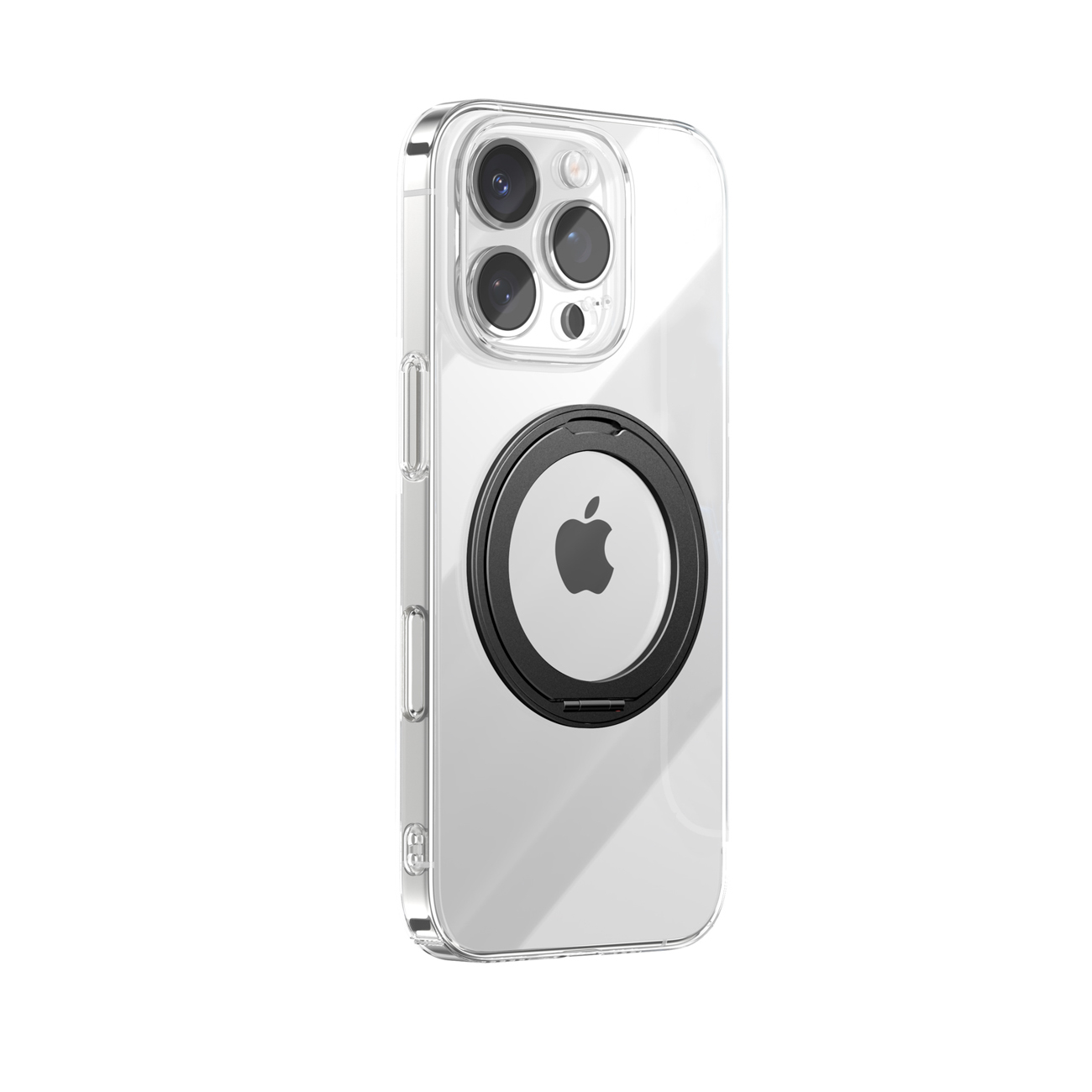 Joyroom JR-16JL6 iPhone 16 Pro Max īpaši plāns MagSafe saderīgs apvalks ar 360° gredzenveida statīvu - melns