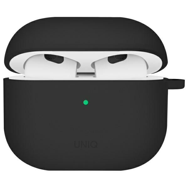 Uniq Nexo AirPods 4 + ausu āķu silikona apvalks - melns