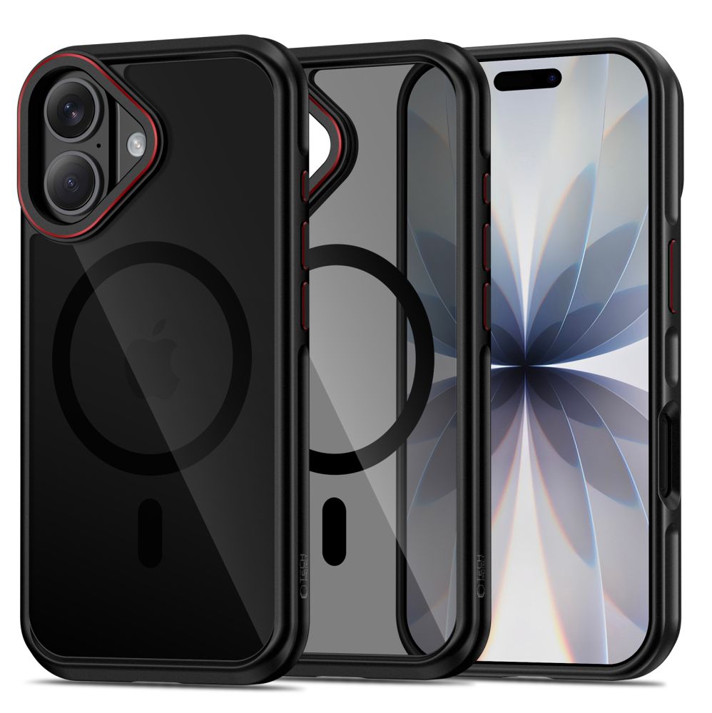 Tech-Protect MagHybrid MagSafe maciņš iPhone 17 melns un sarkans